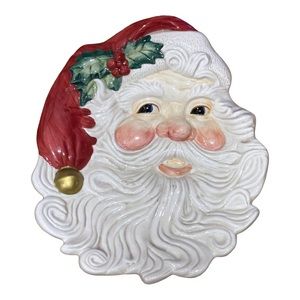 Vintage Omnibus by Fitz & Floyd Santa Claus Face Canape Plate, wall plaque
